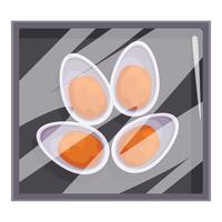 Fresh peeled eggs in a plastic container, ready for consumption vector