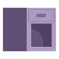 Modern purple kitchen cabinet with drawer and empty compartment vector