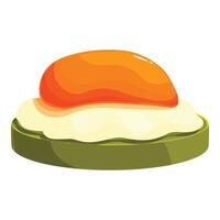 Delicious salmon roe sushi with cucumber and cream cheese topping vector