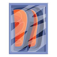 Fresh salmon fillets vacuum packed in plastic container for retail vector
