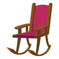Comfortable wooden rocking chair with red upholstery relaxing on white background vector