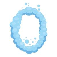 Number zero formed by light blue soap bubbles floating on white background vector