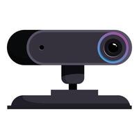 Modern webcam sitting on a monitor, broadcasting live stream vector