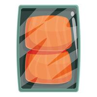 Fresh salmon fillets packaged for retail displaying vibrant orange color vector