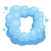 Blue soap suds frame creating letter o shape with bubbles vector
