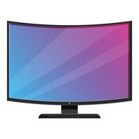 Curved smart tv showing colorful abstract gradient background vector