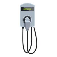 Electric vehicle charging station displaying charging status on a white background vector