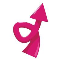 Pink arrow pointing up with curled design symbolizing growth vector