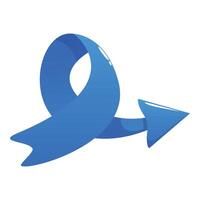 Blue ribbon forming a loop and pointing with an arrow to the right vector