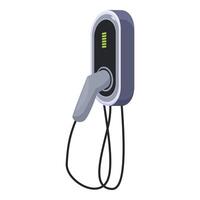 Electric vehicle charger displaying charging status on white background vector