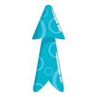 Blue arrow pointing up with circle decoration representing growth vector