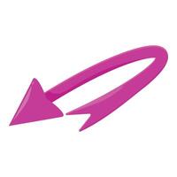 Pink arrow pointing left and rotating clockwise vector
