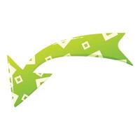 Green arrow pointing down left with geometric pattern vector