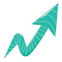 Green wavy arrow pointing up representing growth and success vector