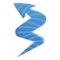 Blue lightning bolt shaped arrow pointing upwards vector