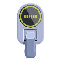 Electric vehicle charger showing increasing battery level with plug connecting vector