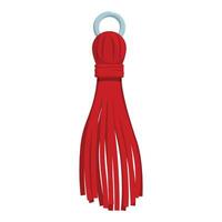 Red tassel hanging with silver ring on white background vector