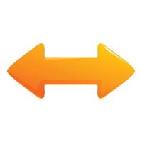 Double sided orange arrow pointing in opposite directions vector