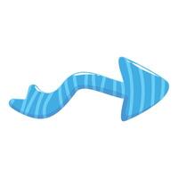 Wavy blue arrow pointing right with stripes design vector