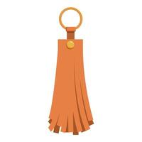 Orange tassel keychain with gold ring and button hanging vector