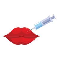 Syringe injecting filler into red lips for cosmetic enhancement vector