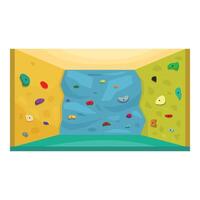 Climbing wall with colorful holds in a gym setting vector