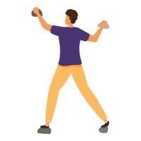 Man throwing stones, rear view, demonstrating throwing technique vector