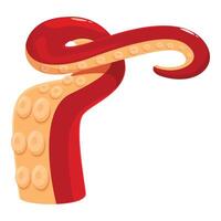 Red octopus tentacle curling in dynamic pose vector