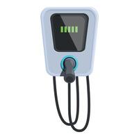 Electric vehicle charger displaying charging status on a white background vector
