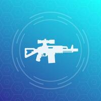 assault rifle icon, gun with optical sight, illustration vector