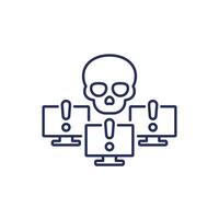 Botnet line icon, bot attack, malware in computers vector
