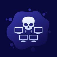 Botnet icon, malware in computer network or bot attack vector