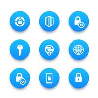 Security icons set, secure transaction, key, lock, shield, online safety vector