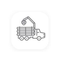 Forwarder line icon, forestry vehicle, logging truck vector