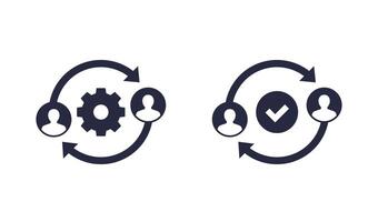 people interacting, teamwork and business interaction icons vector
