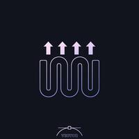 underfloor heating icon with pipe, vector