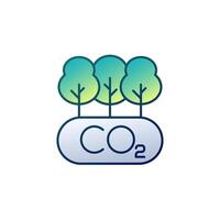 carbon offset and reducing co2 gas icon with outline vector