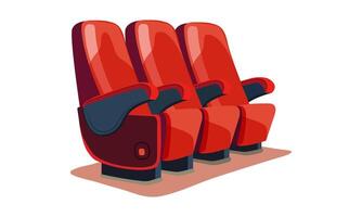 Soft red chairs for comfortable movie watching. illustration. Isolated on white background vector