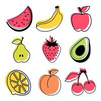 fruit set on white background in vector
