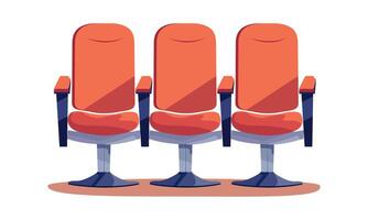 Red chairs to watch the movie. A movie ticket. Isolated on white background. Horizontal banner in flat style. illustration vector
