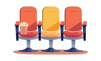 Popcorn chairs in a movie theater. Isolated on white background. Horizontal banner in flat style. illustration vector