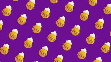 Animated loop pongal purple background with pots video