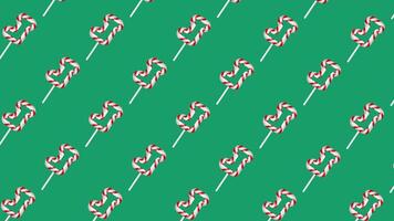 Animated loop green background with candy canes socks video