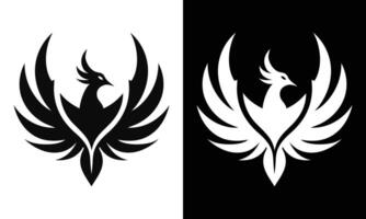 Phoenix bird with open wings logo vector