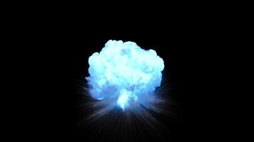 simulation of a nuclear explosion with blue smoke on a dark background video