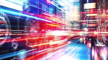 futuristico tecnologia sfondo mostrando velocità e dati fluente video