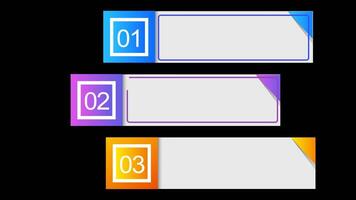 3 rectangle intro title box chart with gradient colors powerpoint presentation template. video