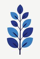 Blue Handmade Illustrated Vectorize Leaf Seamless Pattern Design element vector