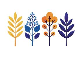 Handmade Illustrated Vectorize Leaf and Flower Seamless different size Pattern Design Element vector