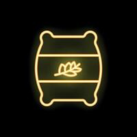 Glowing neon icon of beer barrel with barley for bar or pub decoration vector